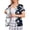 Navy, variant on Women’s Floral Print Post Surgery Recovery Shirt, Hook and Loop Front Open Short Sleeve Top with Drain Pocket Blue XL