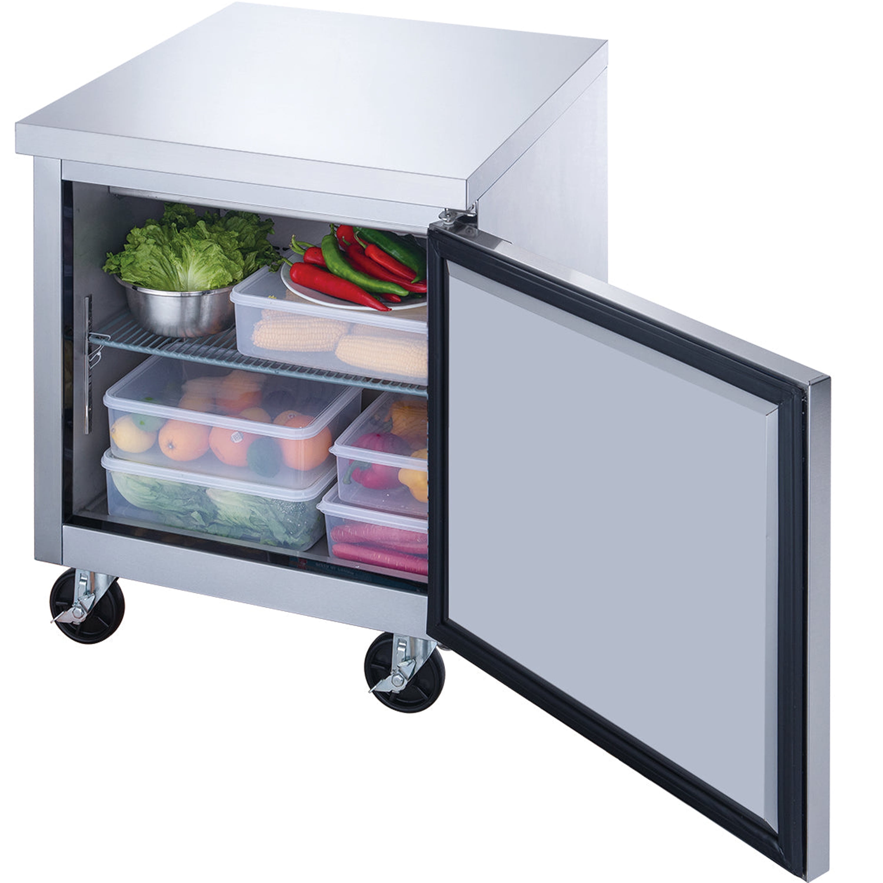NSF 27 in. Undercounter Refrigerator 6.5 Cu.Ft. Commercial Refrigerator in Stainless Steel, Worktop Single Door Cooler