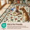 thumbnail image 4 of Design&I 6'x9' Washable Area Rug Sleek Flatweave Pet Friendly Oval Farmhouse Scattered Wildflower Ornate Border Classroom Dining for Queen Size Bedroom, Under Bed, 4 of 7