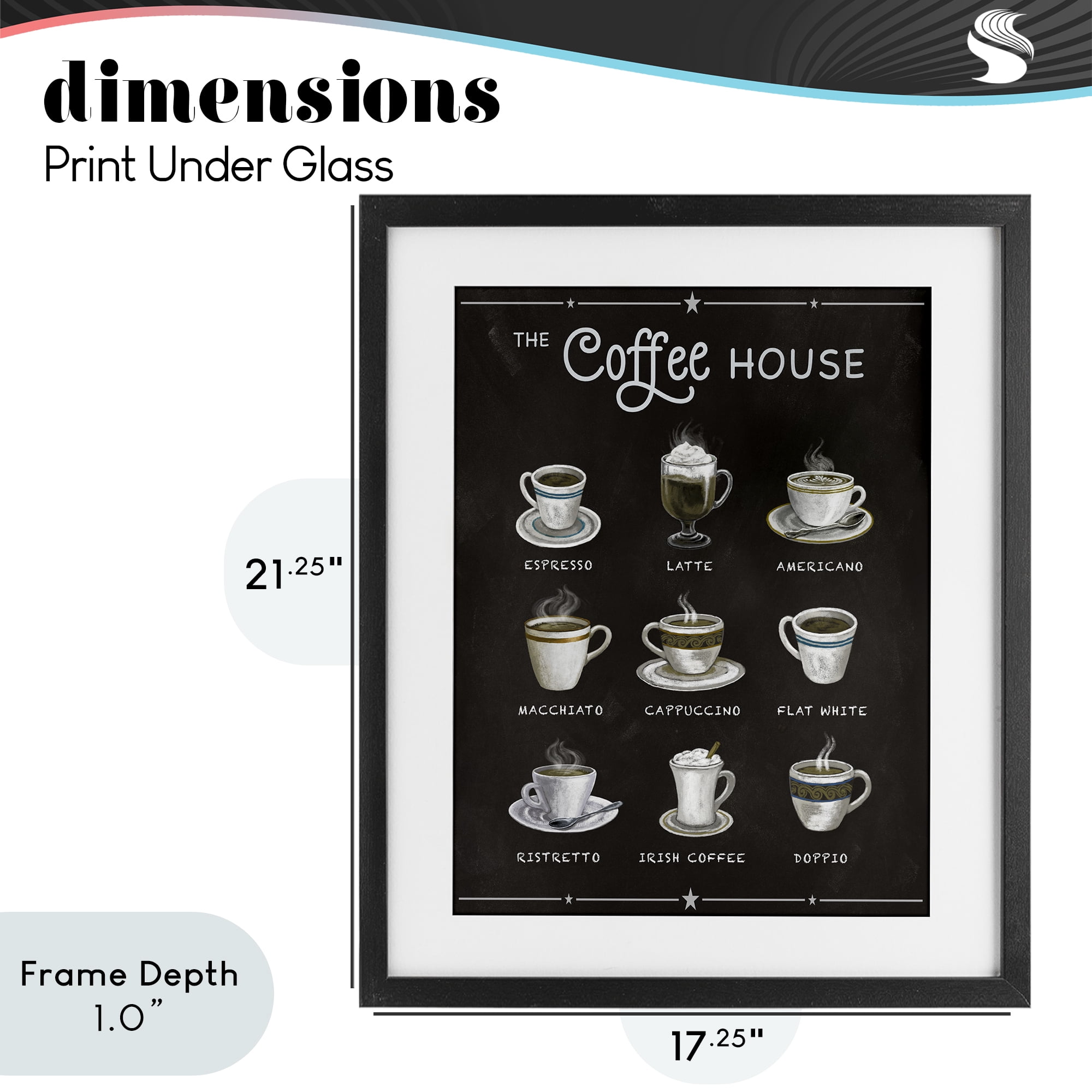 Stupell Industries The Coffee House Menu Black Framed Print Under Glass, design by Conrad Knutsen