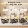thumbnail image 3 of DIFELOP Kitchen Sink Organizer Caddy with High Brush & Sponge Holder, 304 Rustproof Stainless Steel Countertop Decor, Kitchen Accessories for Sink Area, 3 of 8