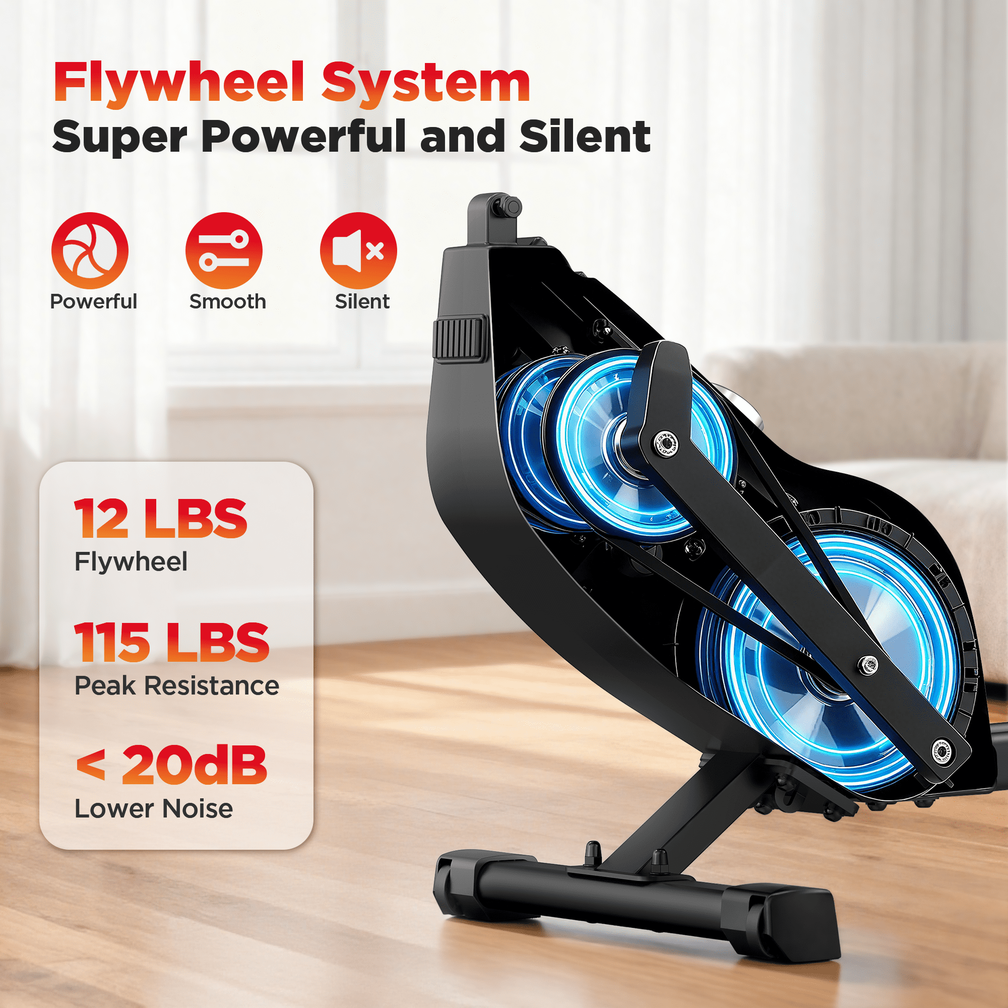 32-Level Self-Generating Magnetic Rowing Machine for Home, 115lbs Silent Resistance, 350 LB Capacity, Full-Body Workout Compact Foldable Rowing Machine for Cardio & Strength