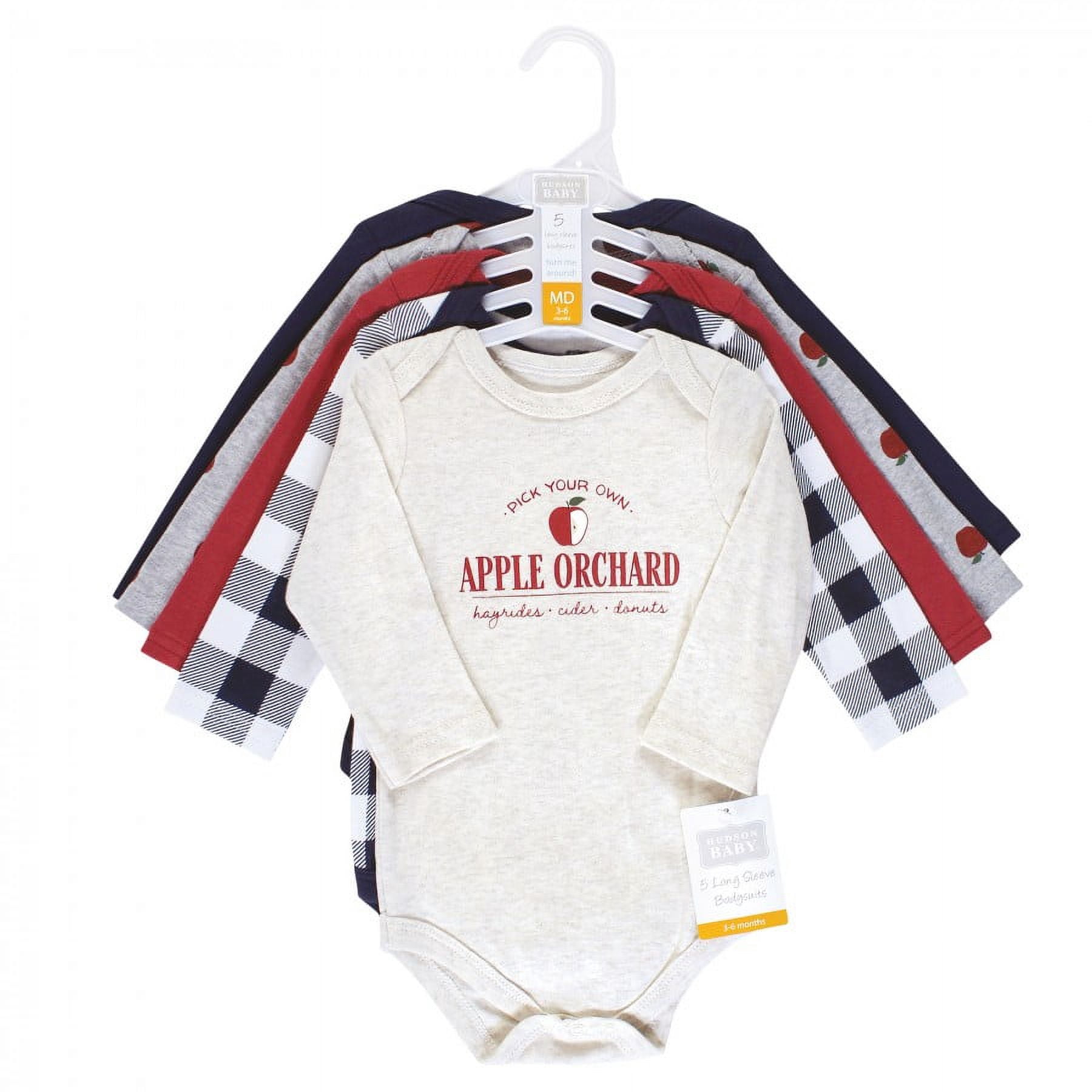 Hudson Baby Cotton Long-Sleeve Bodysuits, 5-Pack, Newborn- 24 Months