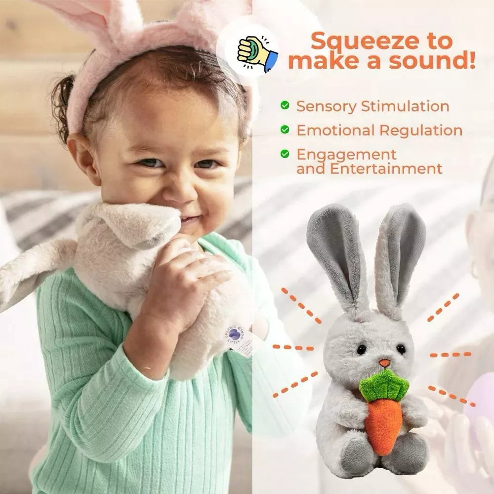 Easter Basket Stuffer Toys Set, Cuddly Easter Plush Bunny Holding Carrot with 6pc Water-Activated Surprise Unicorn Hatching Eggs, Easter Gift for Kids