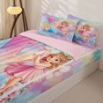 thumbnail image 3 of jejeloiu Rainbow Gradient Initial Y Zipper Twin Comforter Sets with Fitted Sheet and 2 Pillowcases For Girls,Colorful Stars Print Zipper Bedding Set For Kids,Pink Reversible,4-Piece, 3 of 7