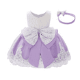 thumbnail image 3 of IBTOM CASTLE Baby Girls Formal Dress Lace Bowknot Baptism Embroidery Princess Birthday Wedding Flower Tutu Gown with Headwear 6-9 Months Purple, 3 of 8
