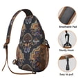 thumbnail image 3 of Rustic Paisley Design Sling Backpack, Vintage Bohemian Crossbody Shoulder Bag with Colorful Floral Pattern, Lightweight Travel Hiking Daypack, 3 of 6