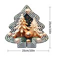 thumbnail image 3 of Stylish Metal Hanging Christmas Tree Wind Spinner - Glittery Gold Design with Ornaments Perfect for Yard & Garden Decor, 3 of 7
