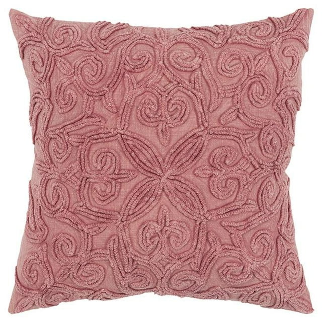 HomeRoots 403397 Pink Floral Patterned Heavy Textural Throw Pillow, Purple