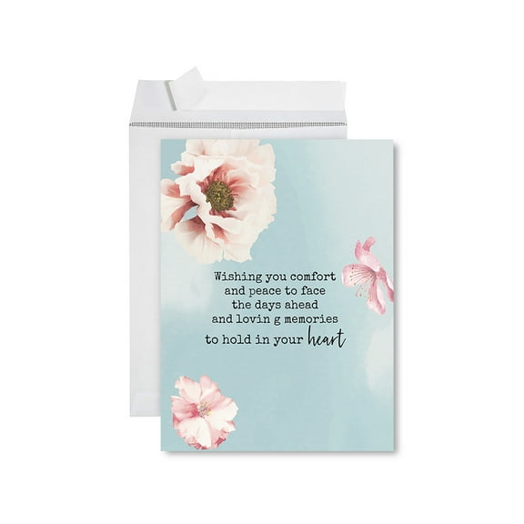 Koyal Wholesale Jumbo Sympathy Card with Envelope, Sorry For Your Loss Card, Wishing You Comfort and Peace, 1-Pk