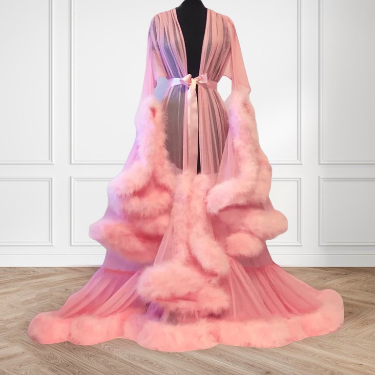 Skymirror Women Bath Party Dress See-through Mesh Fluffy Sleeve Pleated A- line Lace-up Bow Waist Seductive Wedding Night Honeymoon Bathrobe Nightdress  - Walmart.com