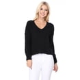 thumbnail image 5 of Women's Long Sleeve Wide V-Neck with Side Slit Oversize Pullover Sweater MK8219-BLK-L-BD, 5 of 5