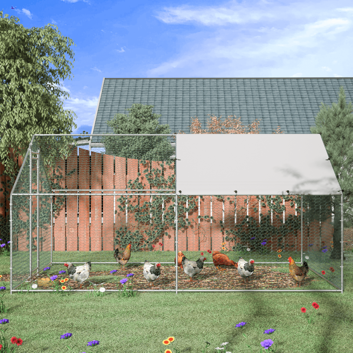 Buy TOETOL Extra Large Metal Chicken Coop Walking Poultry Cage Hen Run