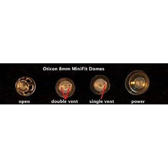 Oticon MiniFit Double Vent Bass Domes: 10-pack (Medium 8mm) by Oticon