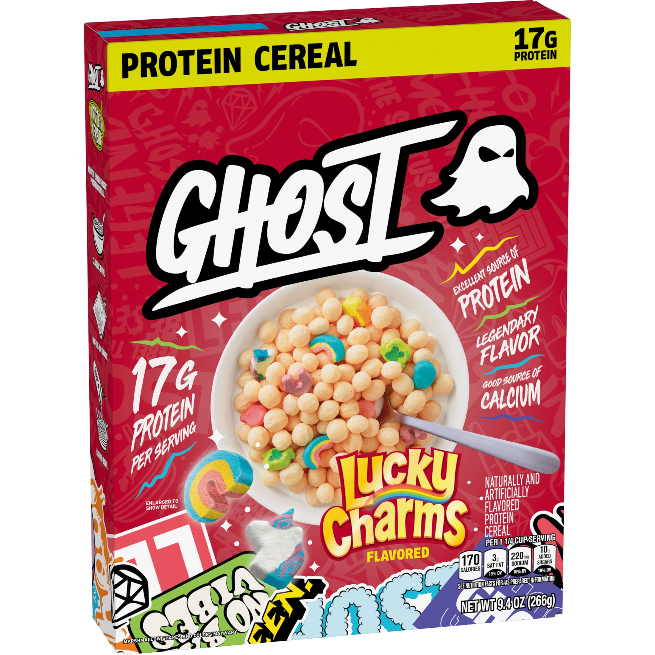 GHOST PROTEIN CEREAL, LUCKY CHARMS Flavor, 17G Protein, 9.4 oz