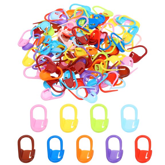 Colorful Crochet Stitch Markers Plastic Knitting Markers Needle Pin Locking Stitch Marker, 100 Pack
