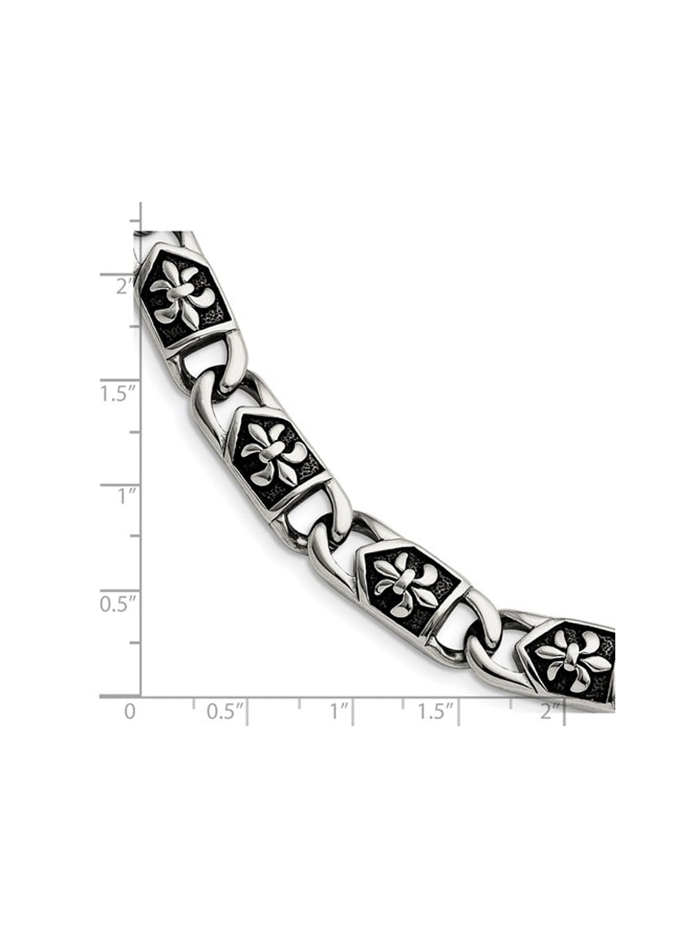 Mens Stainless Stee Antiqued Fleur De Lis Bracelet Bracelet (8.75 inches) for Men