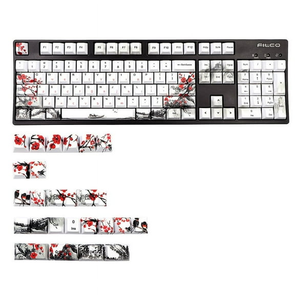 128 Keys Mechanical Keyboard Cherry Profile DYE-Sub Plum Blossom PBT Keycap