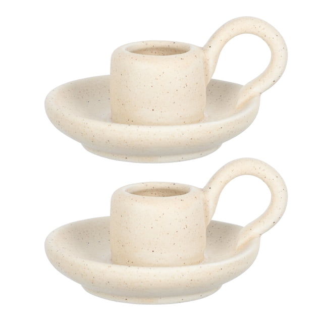 2pcs Vela Soporte de vela simple Cerámica Cerámica Cerámica Soporte Decoración de escritorio