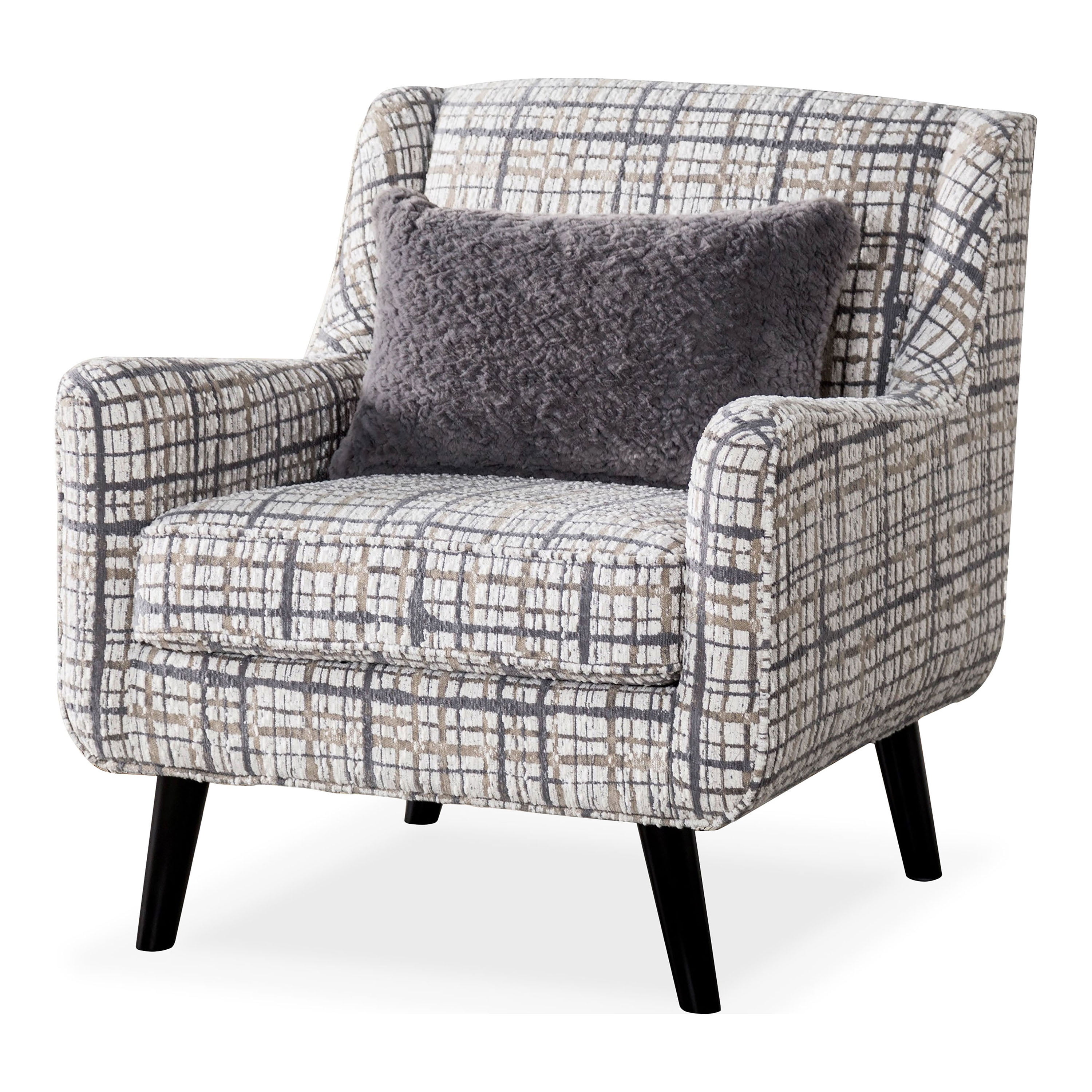 Furniture of America Gwen Transitional Fabric Plaid Patterned Track Arm Indoor Accent Chair, White and Black