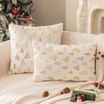 thumbnail image 4 of Christmas Tree Throw Pillow Covers, Set of 2 Winter Holiday Decorative Faux Fur Fuzzy Pillows Covers with Glitter Printed for Christmas Decor Sofa Couch Home, 4 of 6