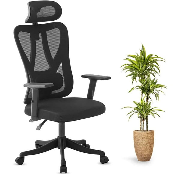 MotionGrey - MC3 Ergonomic Office Chair - Comfy High Mesh Back Support with Adjustable Armrests - Black Desk Computer Chairs Perfect for Home Gaming and Offices