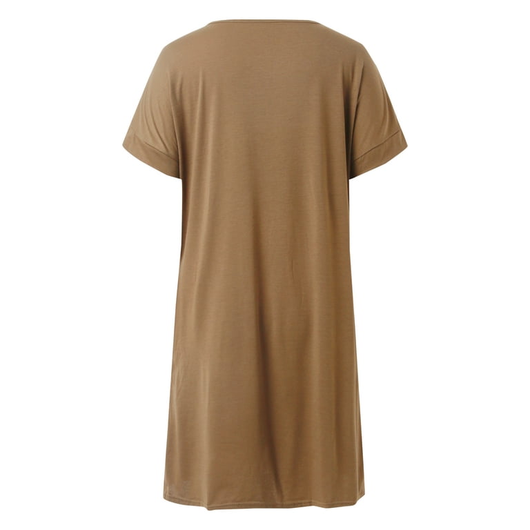 Tshirt Dress Women Summer Short Sleeve V Neck Loose Fit Casual Midi Dresses  with Pockets T Shirt Dresses for Women - Walmart.com