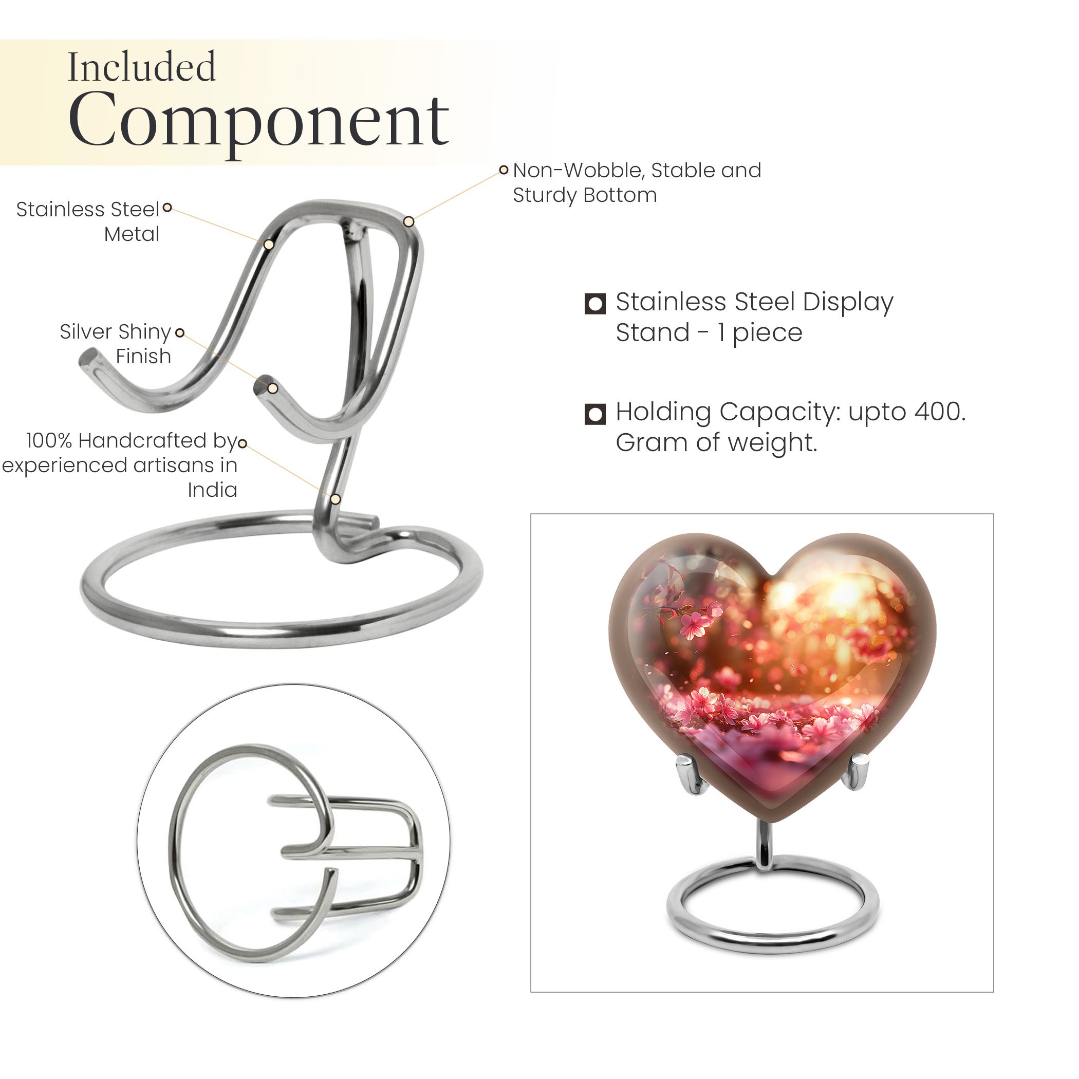 Dance of Petals in Golden Hour Small Urns For Human Ashes Adult - Heart Small Urn for Human Elegance - Heart Heart Shaped Keepsake for Adult Males - Cremation Urn (3inch,1Pcs)