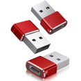 thumbnail image 1 of Rojo: paquete de 3 adaptadores USB C hembra a USB A macho, cable de carga conversor C para Apple Watch 7 SE, iPhone 11 12 13 Pro Max Mini, 8, AirPods, iPad 10 Air 5, 14, Samsung Galaxy S23 S22 S21., 1 of 5