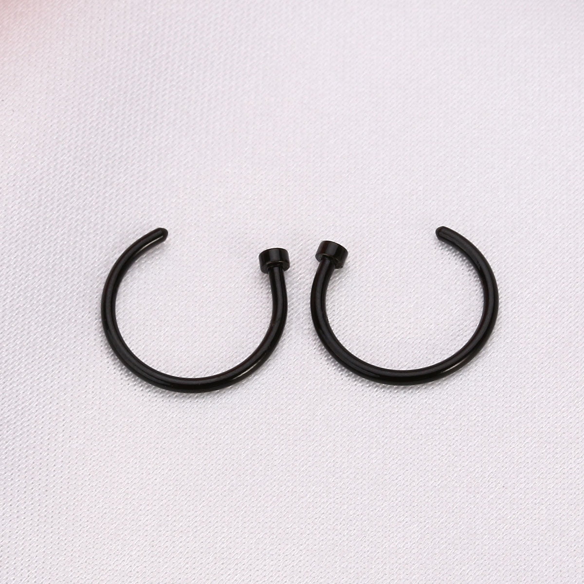 FRCOLOR Black Titanium Steel Open Nose Ring for Daily Wear Comfortable Cshaped Hoop 10mm