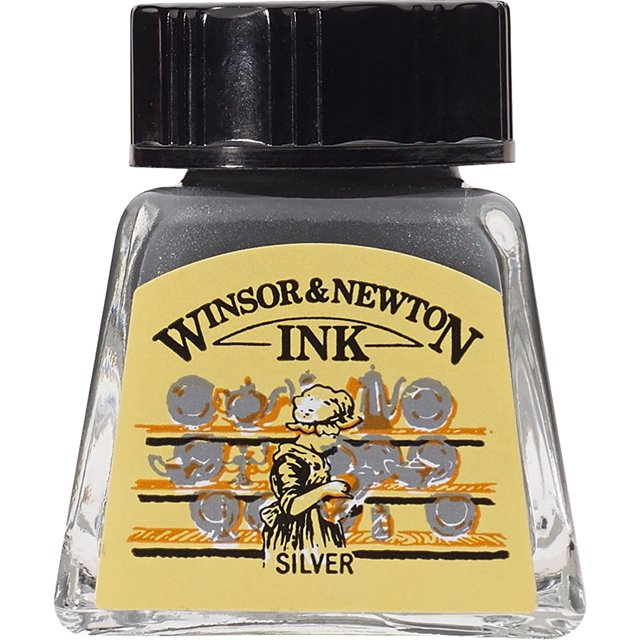 Winsor & Newton Drawing Ink Tinta de Dibujo de Secado Rápido, Plateado (Silver), 14 ml SHIRET Hogar