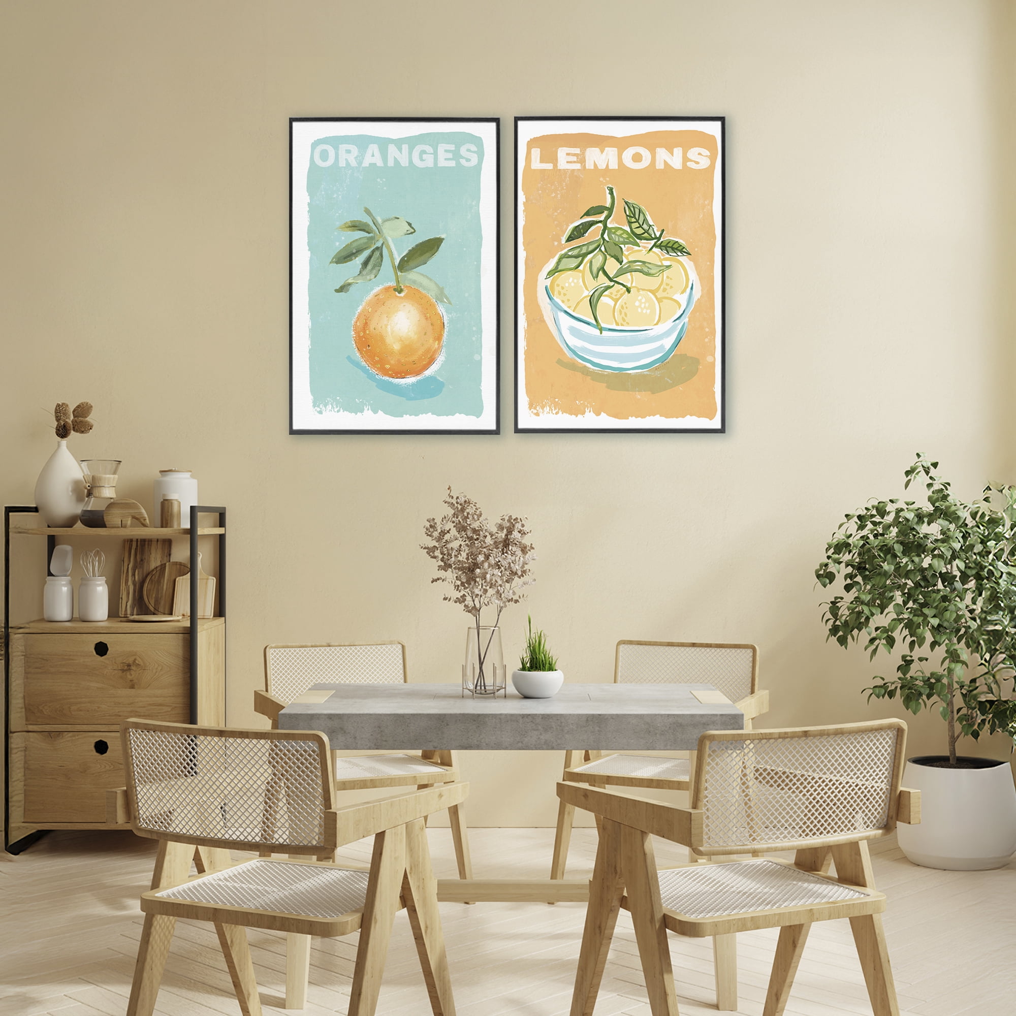 Stupell Industries Citrus Twist Motif 2 Piece Black Framed Giclee Art Set, design by Chad Barrett