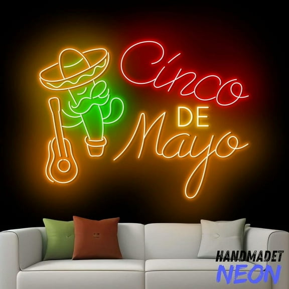 Handmadetneonsign Cinco De Mayo Neon Sign, Fiesta Neon Light For Mexican Festival 97870