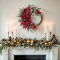 thumbnail image 3 of 18in Christmas Wreath with Linen Bow – Artificial Holiday Door Wreath for Front Door, Indoor Outdoor Wall Decoration, 2026 Festive Home Décor, 3 of 5
