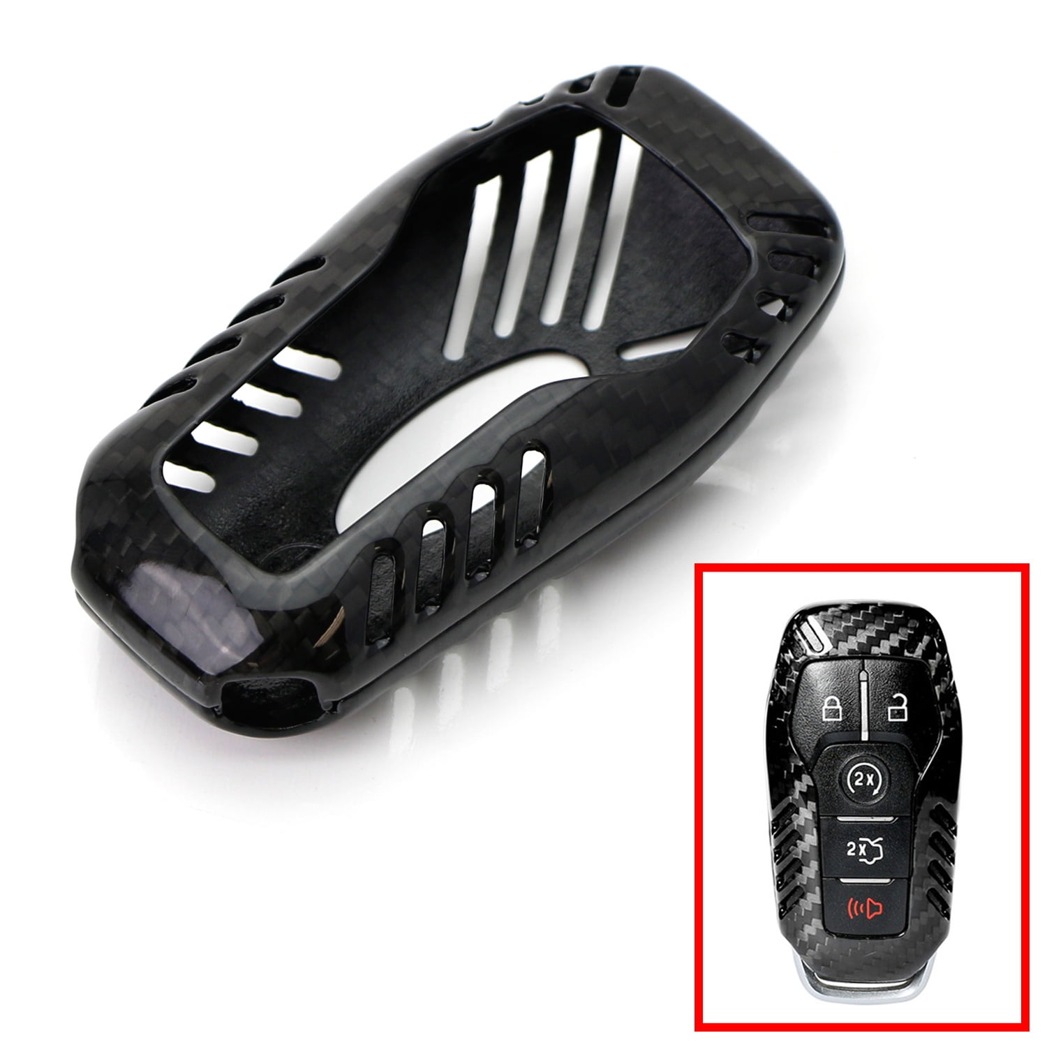 Silicone Carbon Fiber Car Key Protective Case Shell For Ford Edge Mondeo Mustang 