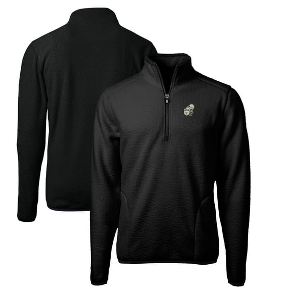Men's Cutter & Buck Black New Orleans Saints Throwback Eco Sherpa Fleece Quarter-Zip Pullover Jacket