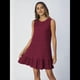 thumbnail image 5 of Vestido Corto Informal de Verano con Cuello Redondo y Volantes para Mujer, Sin Mangas y con Dobladillo Fruncido. Vino Tinto L, 5 of 8