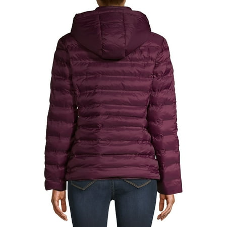 Time and Tru Women's Packable Puffer Jacket with Hood