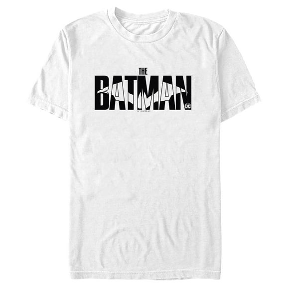Men's The Batman Black and White Bat Logo Graphic Tee White X Large