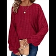 thumbnail image 1 of Suéter Básico Tipo Túnica para Mujer, Talla Grande, Larga, Holgado, Elegante, Cuello Redondo. Vino Tinto 4XL, 1 of 8