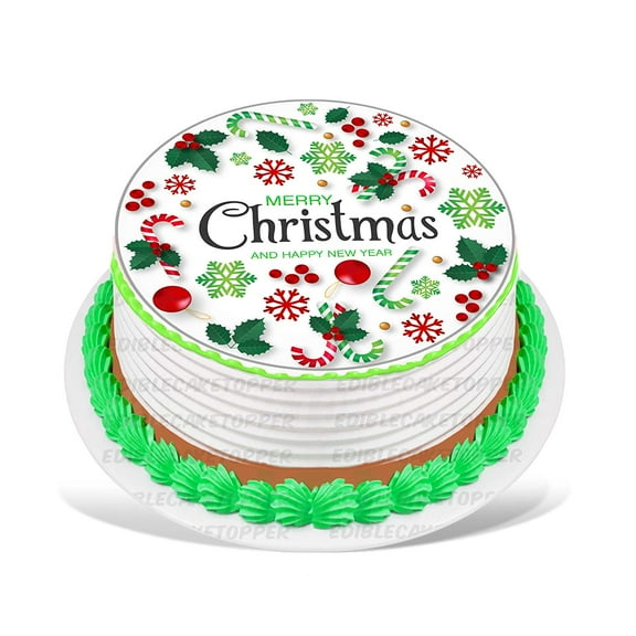 Merry Christmas Edible Cake Topper by Inkuten
