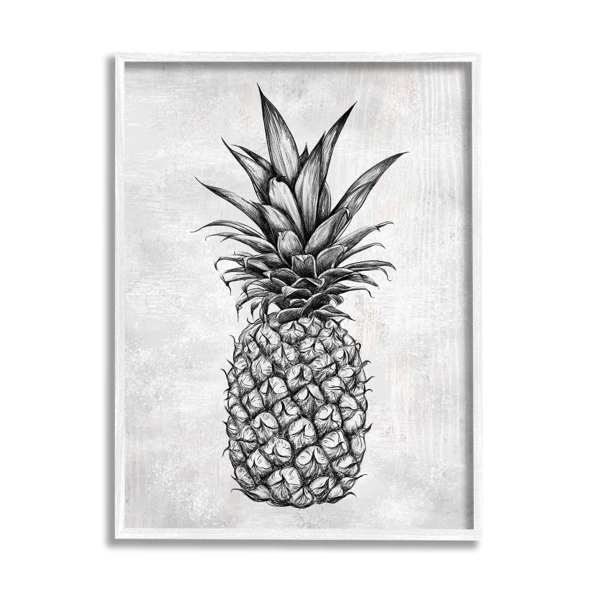 Stupell Industries Bold Pineapple Line Drawing Rustic Pattern Black White, 16 x 20,Design by Ziwei Li