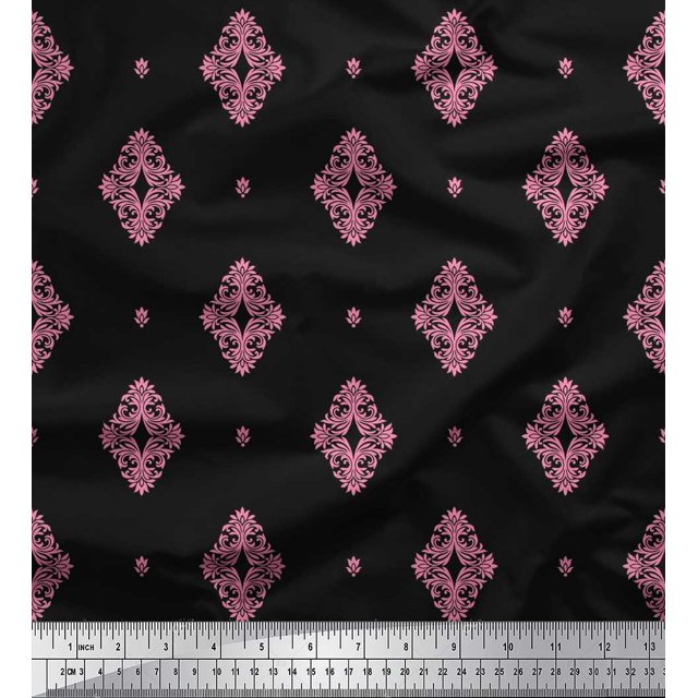 Soimoi Tissu Satin Modal Filigrane Damas Imprimé Tissu au Mètre 42 Pouces de Large