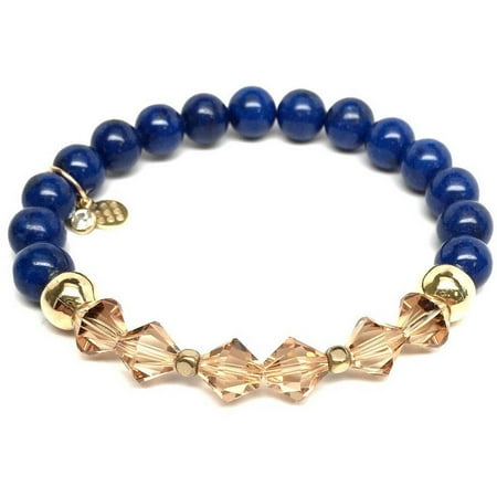 Swarovski Blue Bracelets - Blue Jade Swarovski Crystal Chloe 14kt Gold over Sterling Silver Stretch Bracelet