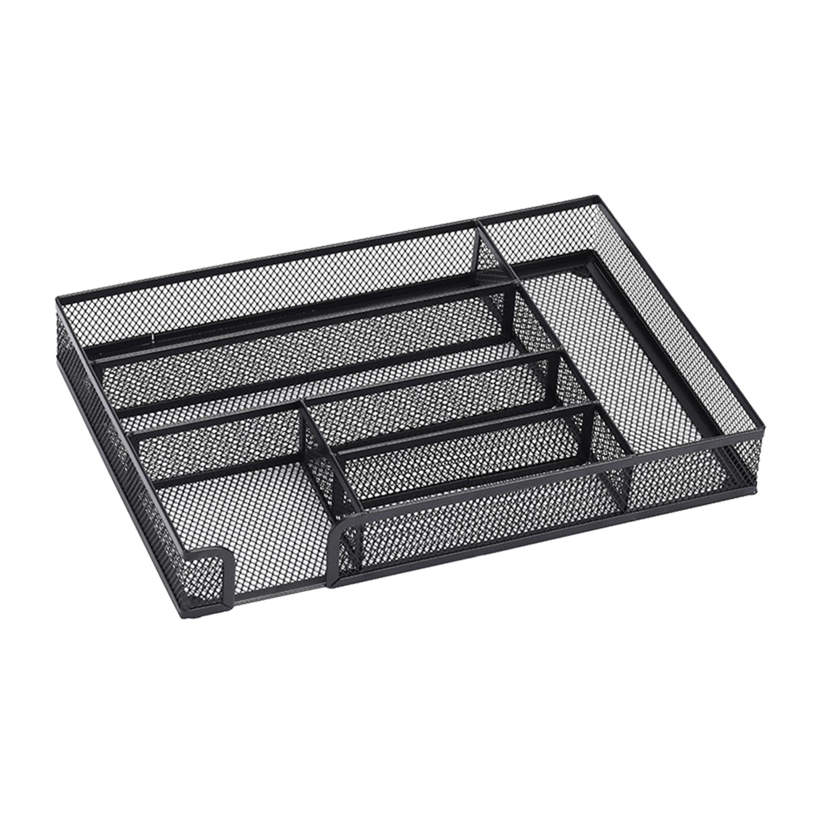 yotijay Mesh Desk Organiser Tray Non Slip Drawer Desktop Storage Stationary Supplies for black