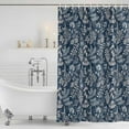 thumbnail image 4 of Dandelion Waterproof Fabric Shower Curtain,Navy Blue Flowers Modern Minimalist Spring Waterproof Fabric Shower Curtain for Bathroom Curtains Bathtubs Shower Curtains with 12 Hooks Extra Long 72x96, 4 of 8