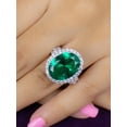 thumbnail image 2 of 5.00 Carat Oval Cut Green Emerald Gemstone with Natural Diamond Shiny Engagement Ring for Ladies Solid 14K White Gold Size 4.5 by Diamond-Capitals, 2 of 7