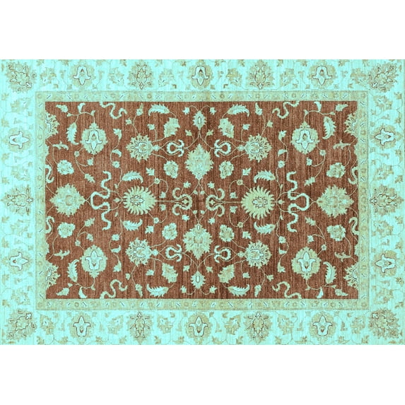 Ahgly Company Indoor Rectangle Oriental Light Blue Traditional Area Rugs, 8' x 10'