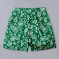 thumbnail image 5 of HOWPAY Swim Trunks Men Summer Hawaiian Print Quick Dry Elastic Waist Drawstring Beach Shorts with Pockets Casual Loose Fit Bathing Suit Dark Green L, 5 of 7