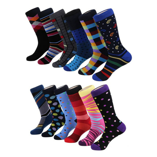 Marino Men's Dress Socks - Colorful Funky Socks for Men - Cotton Fashion  Patterned Socks - 12 Pack 